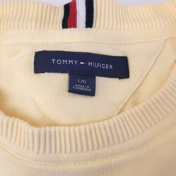 Tommy Hilfiger Men’s Cotton Yellow Crewneck Sweater Size Large Preppy Style - Picture 3 of 8